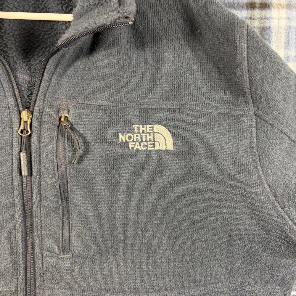 The North Face Mens XL Fleece Jacket Navy Blue IBM Logo Full Zip Sweater Knit - Picture 5 of 8